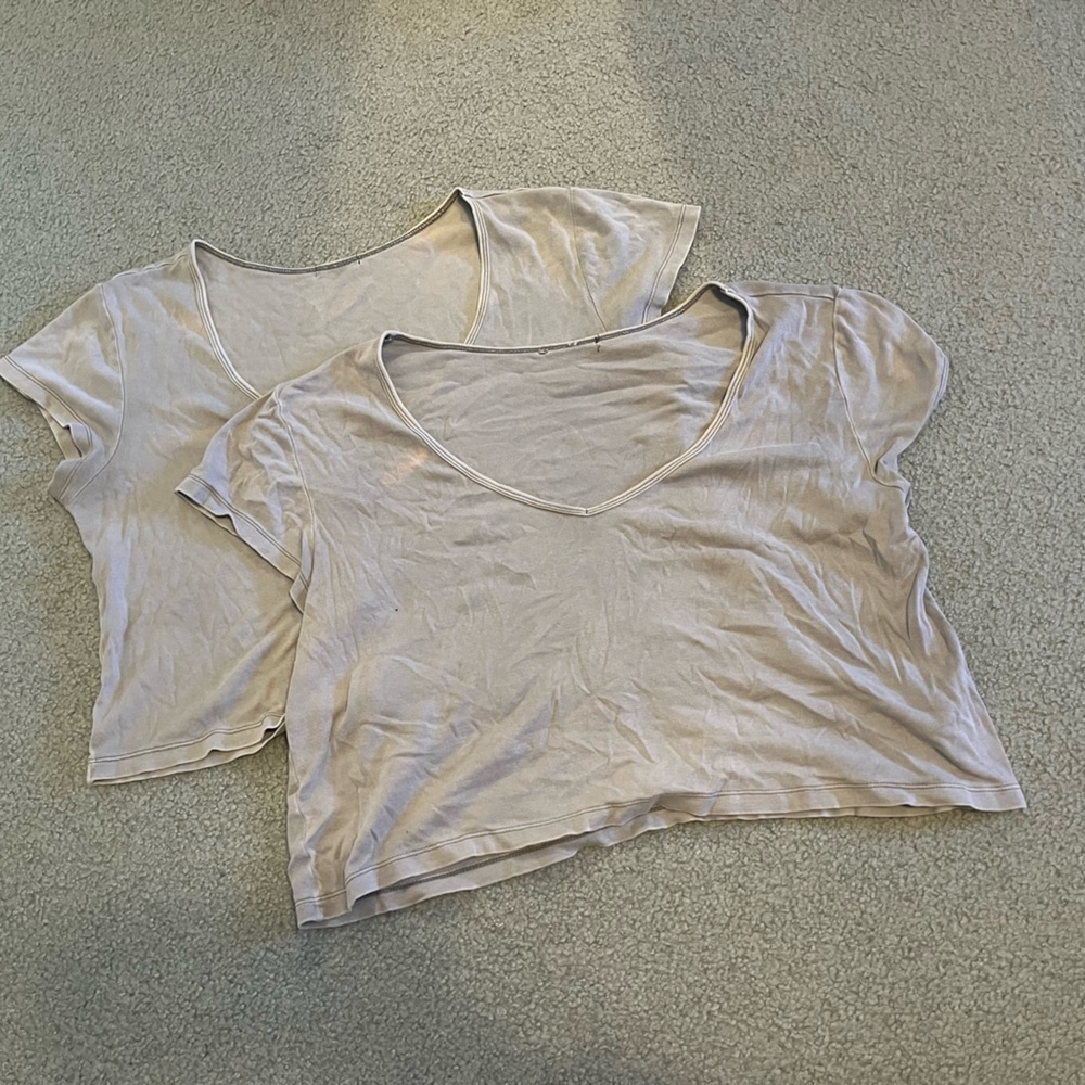 Matching distressed oversized crop tops